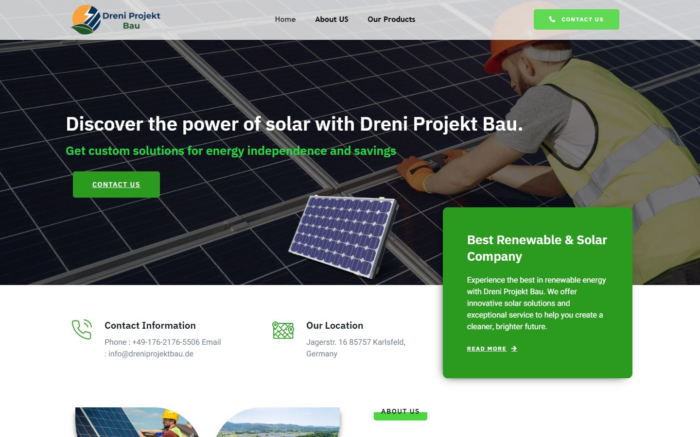 Dreni Projekt Bau website preview