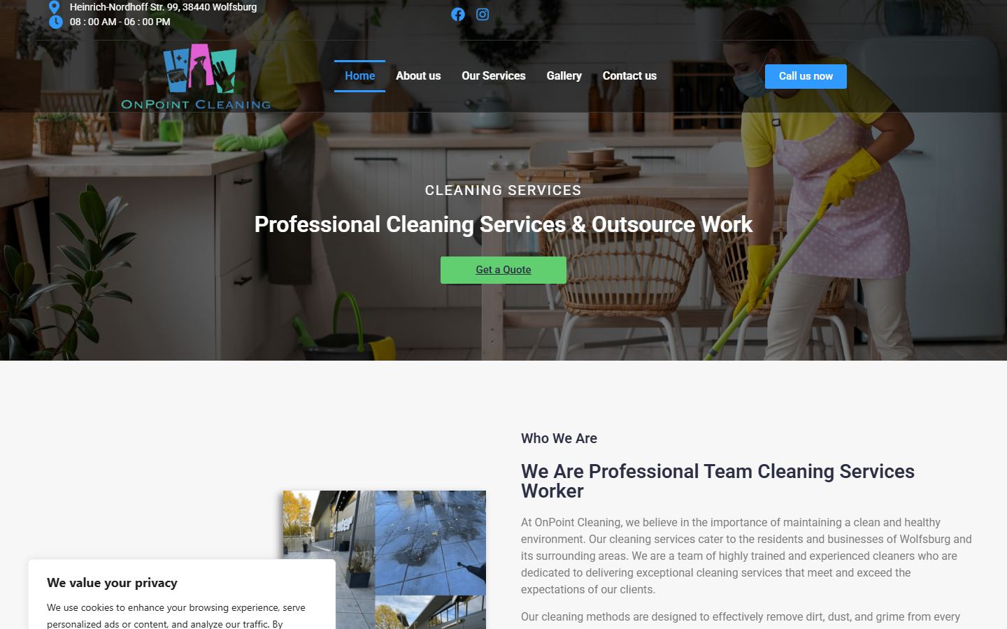 OnPoint Cleaning website preview